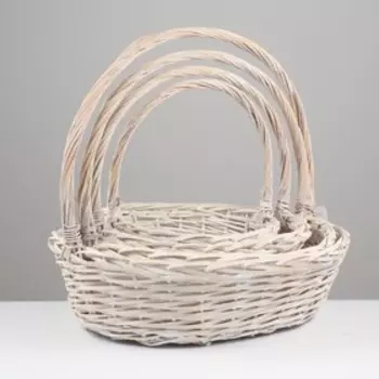 Набор корзин плетёных, 4 шт, 55x44x17x52 см, белый