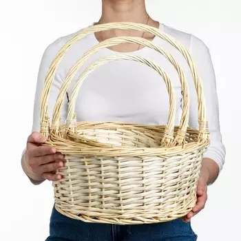 Набор корзин плетёных, ива, 3 шт., светло-коричневые