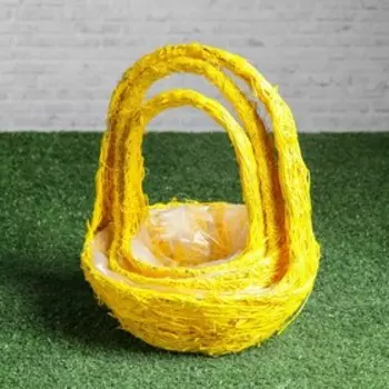 Набор корзин «Солнышко», 3 шт, 2510/32 см, 209/28 см, 178/23 см, ротанг, сизаль