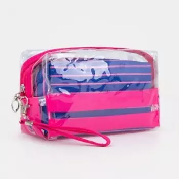 Набор косметичек на молниях, 2 в 1, цвет синий/розовый