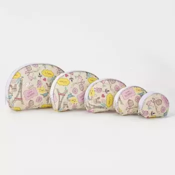 Набор косметичек на молниях, 5 в 1, цвет бежевый