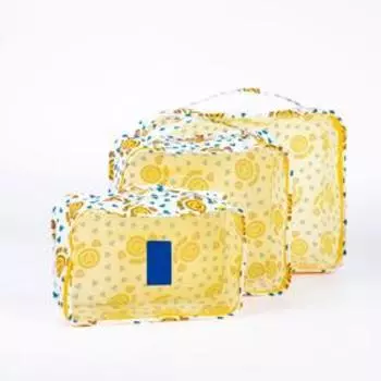 Набор косметичек 6 в 1 на молниях, цвет белый/жёлтый