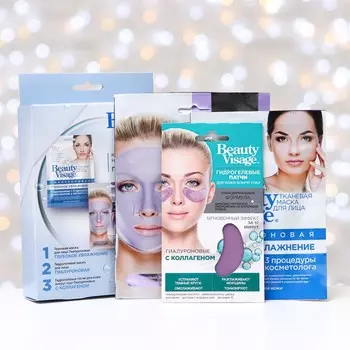 Набор косметический серии Beauty Visage: тканевая маска + патчи, 7 г + гидрогелевая маска