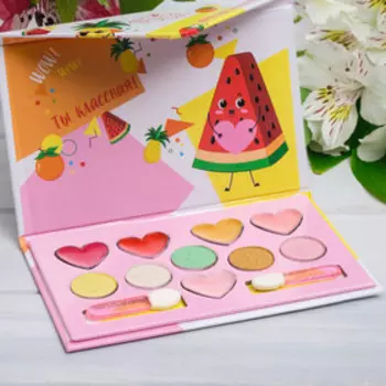 Набор косметики для девочки "Фруктовое настроение",тени 5 цв по 1,3 гр, блеск 5 цв по 0,8 гр 45076