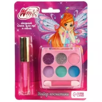 Набор косметики, блеск 8 мл, тени 6 цветов, аромат клубники "Блум", WINX