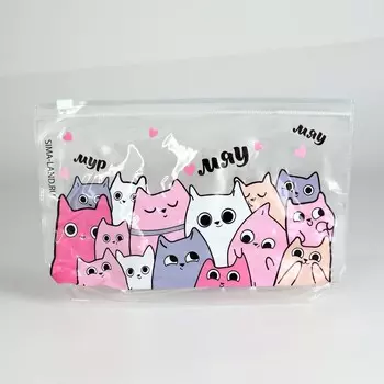 Подарочный набор для девочки «Котики», косметичка, расчёска, наклейки для ногтей, 2 резинки, анкета для девочек А6, МИКС