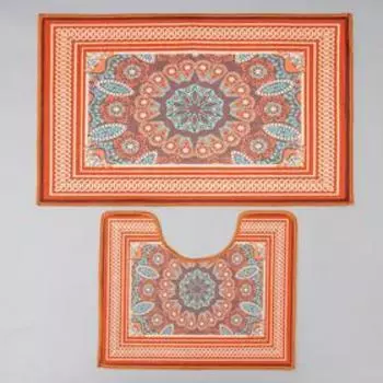 Набор ковриков для ванной и туалета Доляна «Геомертик», 2 шт: 5078 см, 4050 см, цвет серый