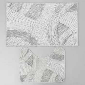 Коврики для ванной и туалета Доляна «Тига», 2 шт., 5080 см, 5040 см, форма МИКС