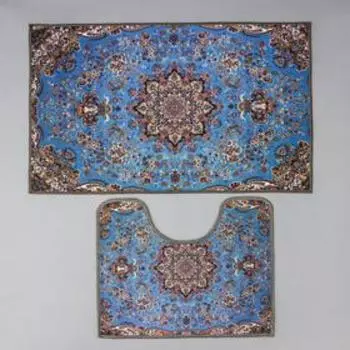 Набор ковриков для ванной и туалета Доляна «Узочи», 2 шт, 5078 см, 4050 см