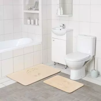 Набор ковриков для ванной и туалета SAVANNA Memory foam, 2 шт: 60×90 см, 40×60 см, цвет бежевый