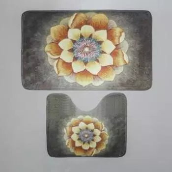 Набор ковриков для ванной и туалета «Доляна. Аура», 2 шт., 5080, 5040 см