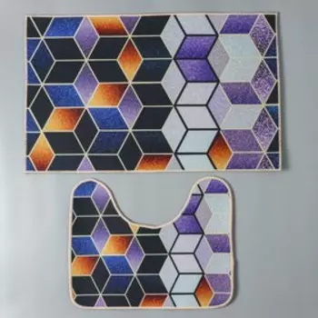 Набор ковриков для ванны и туалета Доляна «Бурлеск», 2 шт: 50×80, 50×40 см