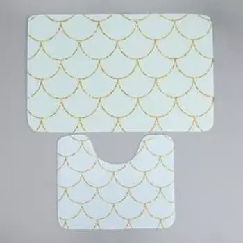 Набор ковриков для ванной и туалета Доляна «Чешуя», 2 шт.: 5080 см, 4050 см