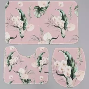 Набор ковриков для ванной и туалета Доляна «Фло», 3 шт: 5080 см, 5040 см, 3843 см