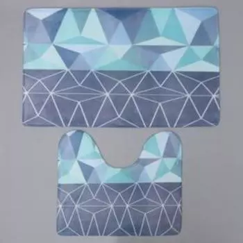 Набор ковриков для ванной и туалета «Доляна. Геометрия цветов», 2 шт., 4045, 4575 см