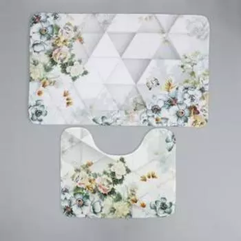 Набор ковриков для ванной и туалета Доляна «Геометрия цветов», 2 шт: 5080, 4050 см