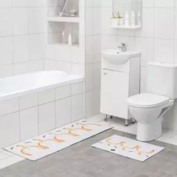 Набор ковриков для ванной и туалета Доляна «Хвостик», 2 шт: 45×120 см, 40×60 см