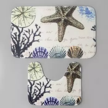 Набор ковриков для ванной и туалета Доляна «На дне», 2 шт: 4045, 4575 см