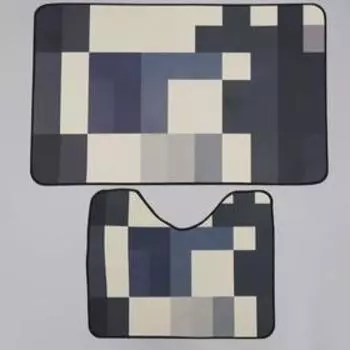 Набор ковриков для ванны и туалета Доляна «Палитра», 2 шт: 50×80 см, 50×40 см