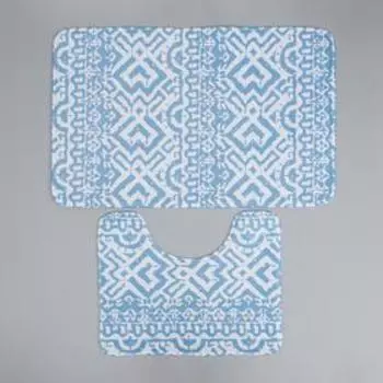 Набор ковриков для ванной и туалета Доляна «Печать», 2 шт: 50×80, 40×50 см