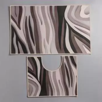 Набор ковриков для ванной и туалета Доляна «Песок», 2 шт, 5080 см, 5040 см