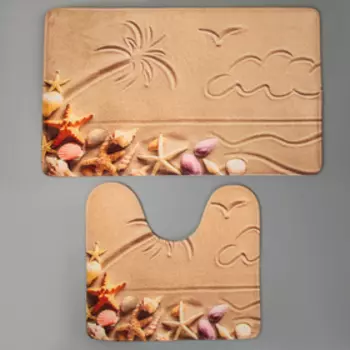 Набор ковриков для ванной и туалета «Доляна. Пляж», 2 шт., 4045, 4575 см