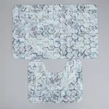 Набор ковриков для ванной и туалета Доляна «Рэли», 2 шт: 50×80, 40×50 см