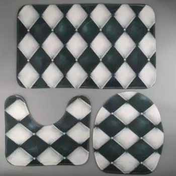 Набор ковриков для ванной и туалета Доляна «Ромбы», 3 шт: 3745, 3745, 4575 см