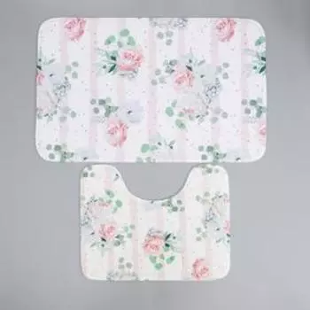 Набор ковриков для ванной и туалета Доляна «Розалия», 2 шт: 50×80, 40×50 см