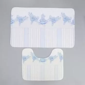 Набор ковриков для ванной и туалета Доляна «Рози», 2 шт: 50×80, 40×50 см