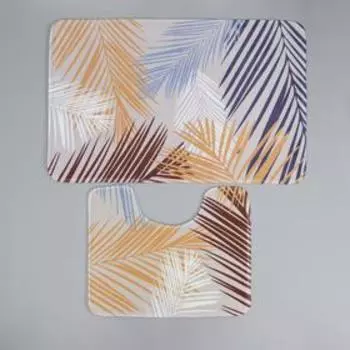 Набор ковриков для ванной и туалета Доляна «Тропический», 2 шт: 5080, 4050 см