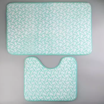 Набор ковриков для ванной и туалета Доляна «Винель», 2 шт: 40×50, 50×80 см, цвет бирюзовый