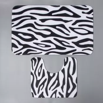 Коврики для ванной и туалета Доляна «Зебра», 2 шт., 4045 см, 5080 см