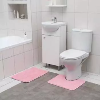 Набор ковриков для ванной и туалета Доляна «Пушистик», 2 шт, 3840, 4060 см, цвет розовый