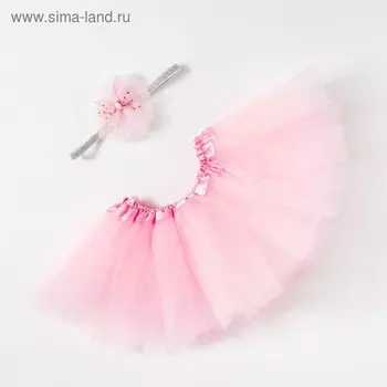 Набор для фотосессии Крошка Я "Любимый цветочек" юбка и повязка на голову, светло-розовый