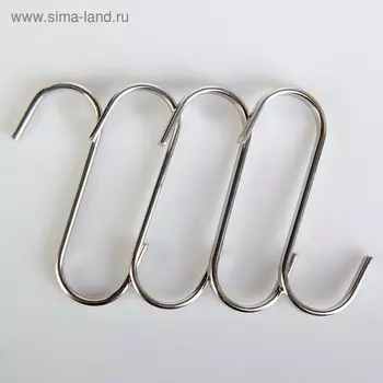 Набор крючков для рейлинга, d=2,3 см, 7 см, 4 шт, цвет хром