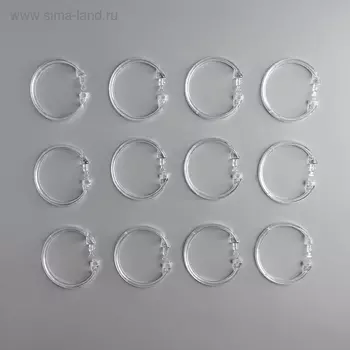 Кольца для штор Доляна, в ванную, 12 шт., d=5.5 см, прозрачные