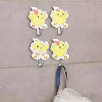 Набор крючков на липучке «Цыплята», 4 шт, цвет и форма МИКС