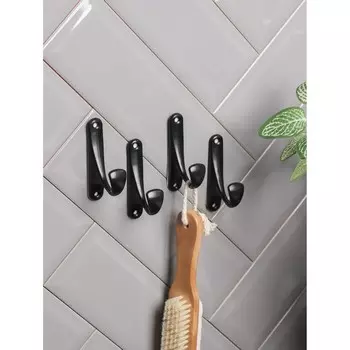 Крючки самоклеящиеся Доляна «Классик», 4 шт, цвет чёрный