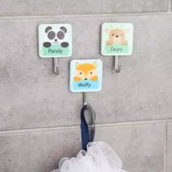 Набор крючков на липучке «Лесные жители», 3 шт, рисунок МИКС