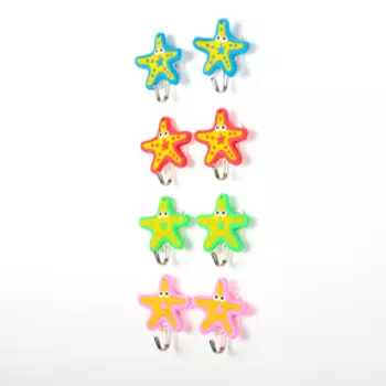 Набор крючков на липучке «Морские звёзды», 2 шт, цвет МИКС