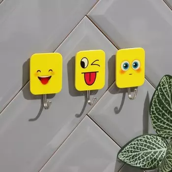 Набор крючков на липучке «Смайлики», 3 шт, МИКС