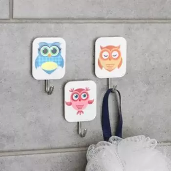 Набор крючков на липучке «Совушки», 3 шт, МИКС