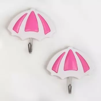 Набор крючков на липучке «Зонтик», 2 шт, цвет МИКС
