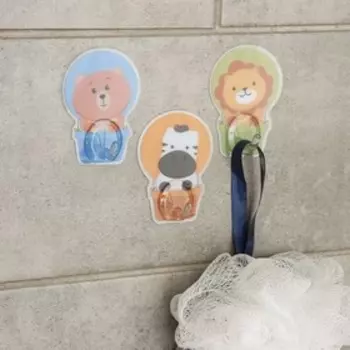 Крючки самоклеящиеся «Зверята», 3 шт, рисунок МИКС