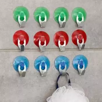 Набор крючков на вакуумной присоске «Радуга», 12 шт, цвет МИКС