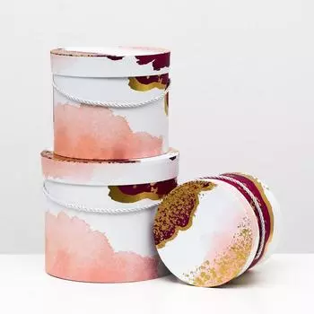 Набор круглых коробок 3 в 1 "Абстракция", 23 x 19.5 - 17 x 14 см