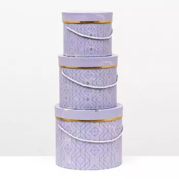 Набор круглых коробок 3 в 1, фиолетовый, 23 x 19,5 - 17 x 14 см