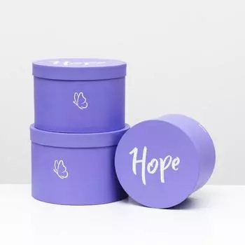 Набор круглых коробок 3 в 1, фиолетовый, 24,7 x 17 - 21 x 14 см