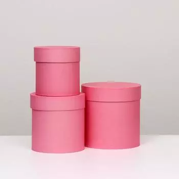 Набор круглых коробок 3 в 1 "Краски", ярко-розовые, 18 х 18 х 18 - 14 х 14 х 14 см